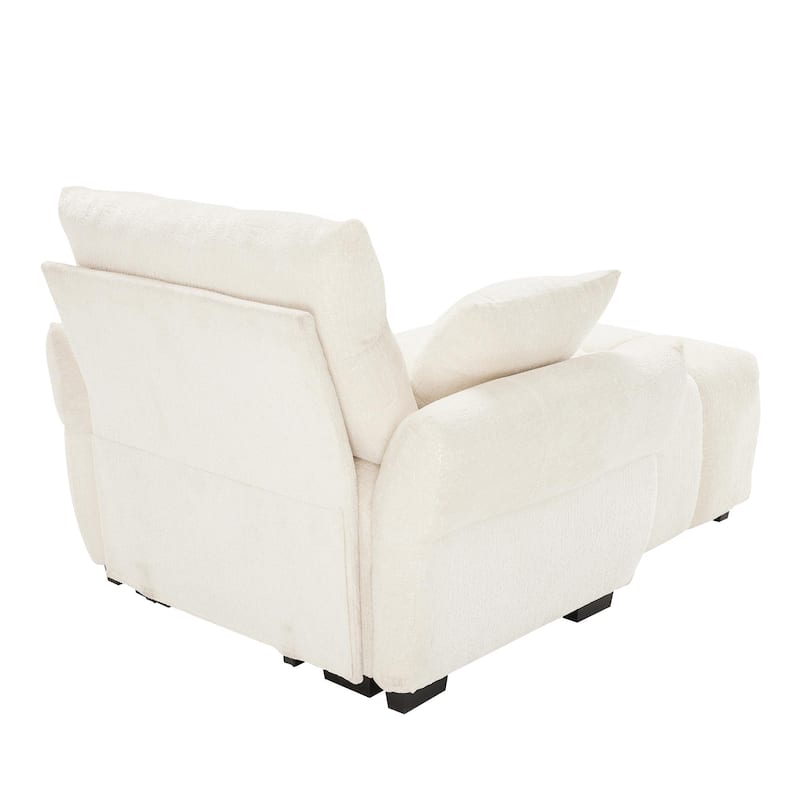 Chenille Ergonomic Lounge Chair with Ottoman, High-Resilience Sponge Cushions and Modular Design