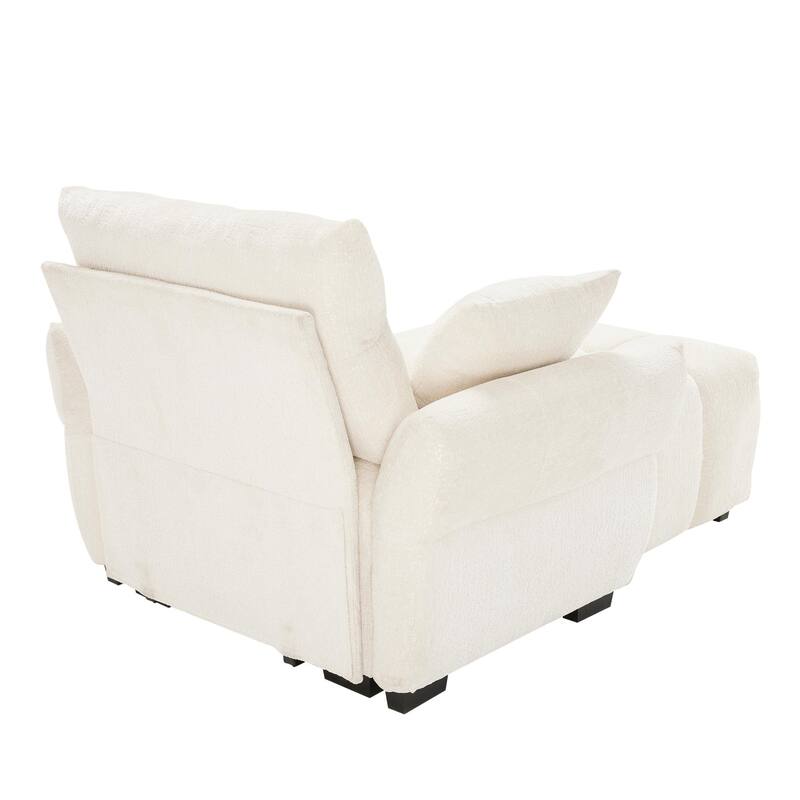 Chenille Single Sofa Chair, 41.4"W Oversized Accent Chairs with Flared Arms, Modern Upholstered Armchair with Toss Pillow