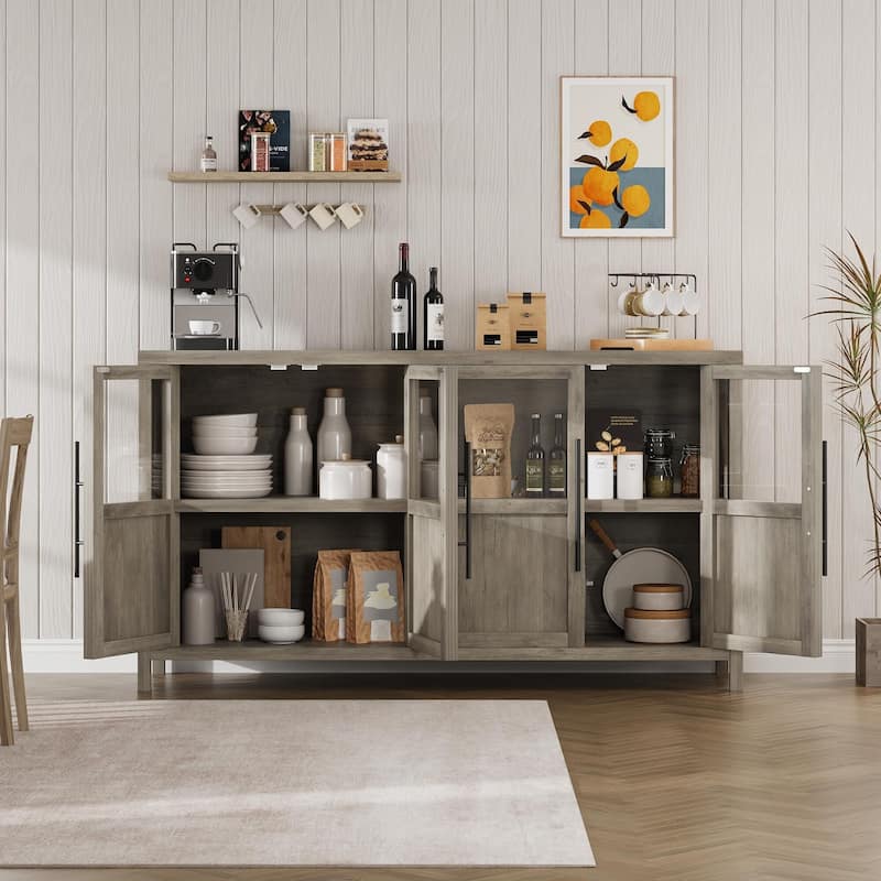 Large Buffet Cabinet with Storage, Sideboard Buffet Cabinet with Glass Doors