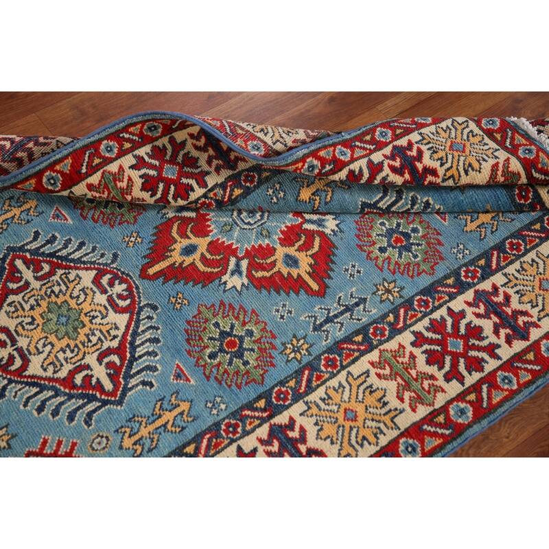 Blue Kazak Oriental Accent Rug Handmade Wool Carpet - 3'3"x 4'11"