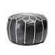 nuLOOM Handmade Moroccan Leather Filled Ottoman Pouf - Black