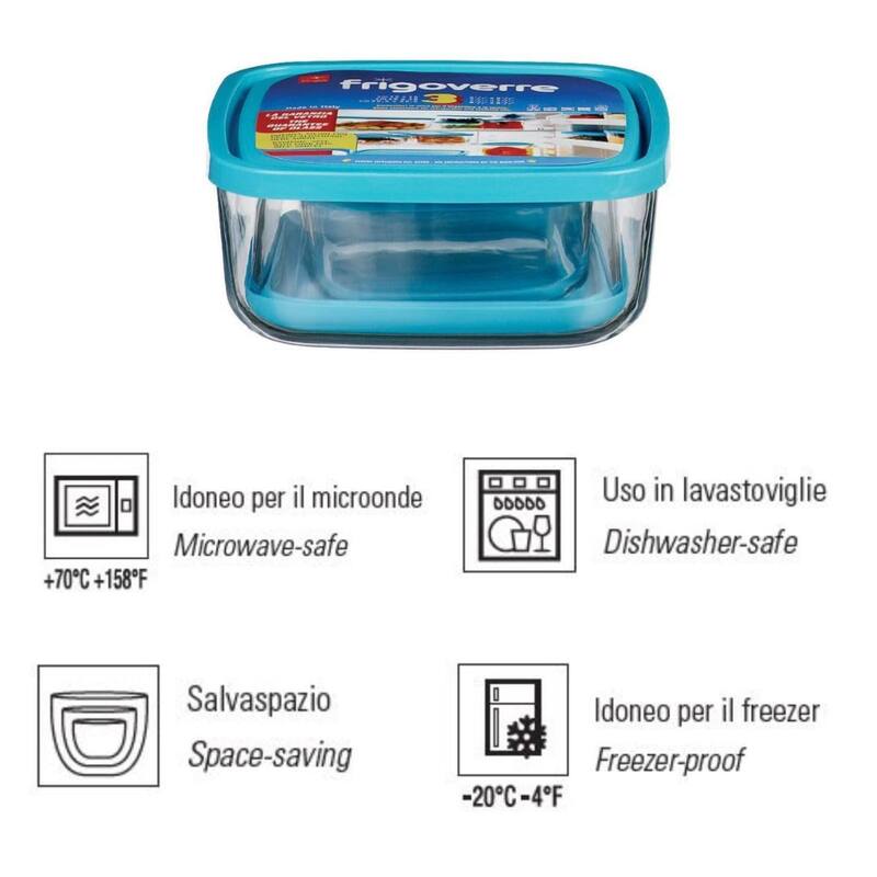 Bormioli Rocco Frigoverre 3 Piece Square Food Storage Container Set - 25.25 oz
