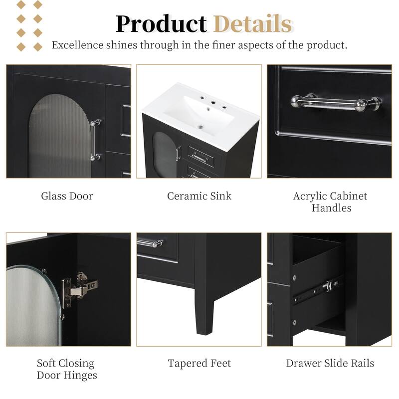 Bathroom Vanity Cabinet 30" Bathroom Vanity with Sink and Two Drawers