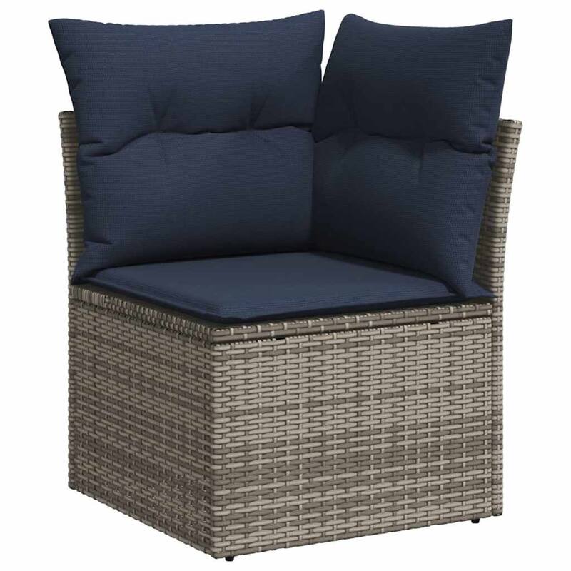 vidaXL 6/7 Piece Patio Sofa Set with Cushions Black/Brown/Gray Poly Rattan - 21.7 x 24.4 x 27.2