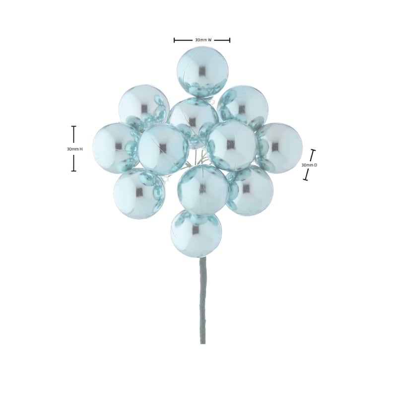 30mm Shatterproof Plastic 12 Bunch Shiney Stemball Set of 4