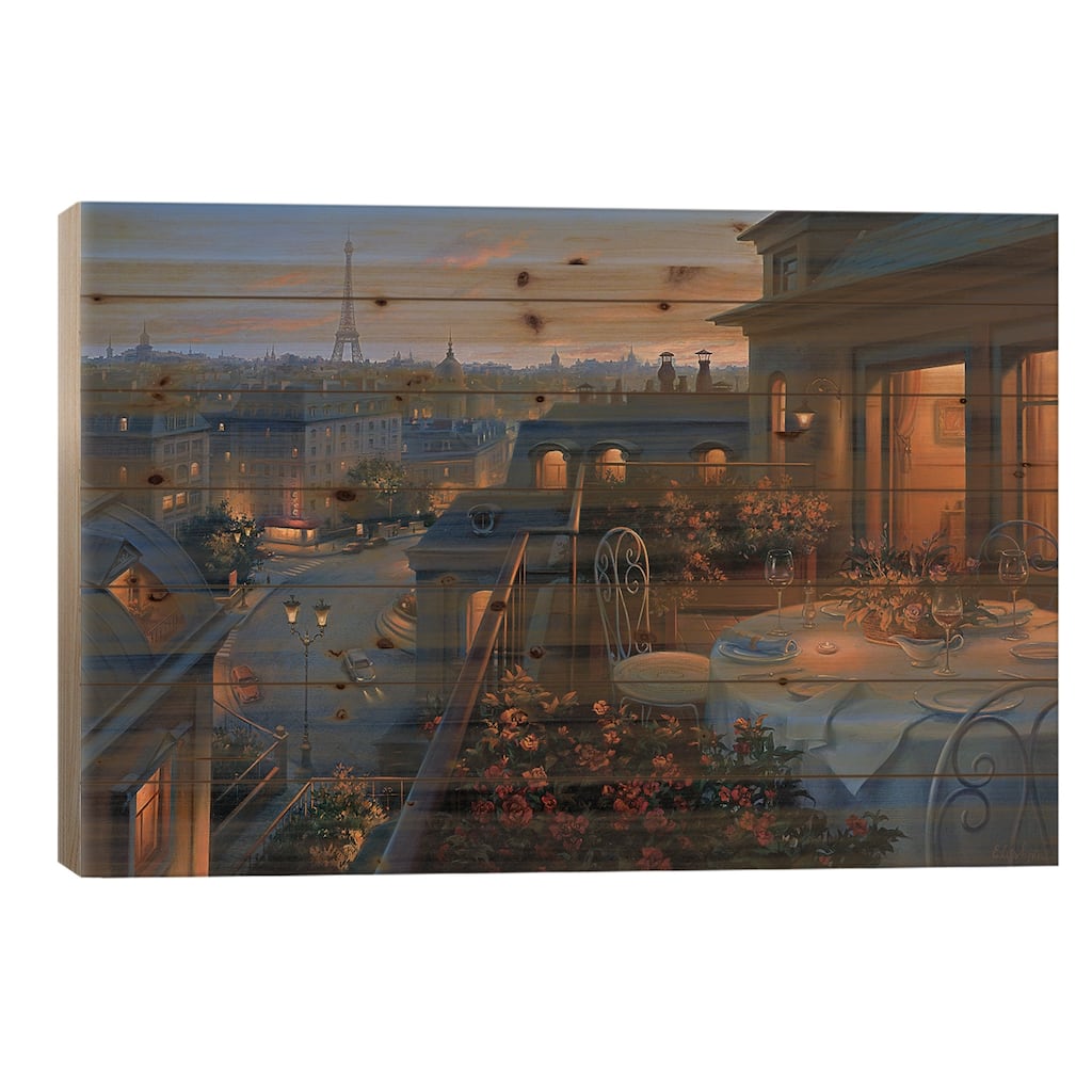 Paris Evening Print On Wood by Evgeny Lushpin - Multi-Color