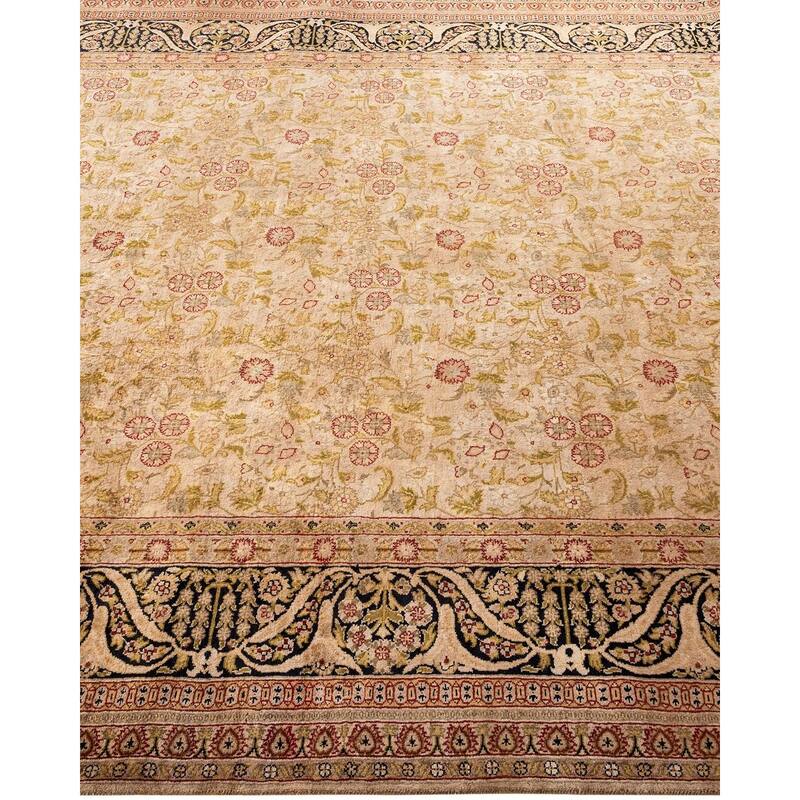 Overton Hand Knotted Wool Vintage Inspired Modern Contemporary Overdyed Beige Area Rug - 6' 2" x 9' 2"