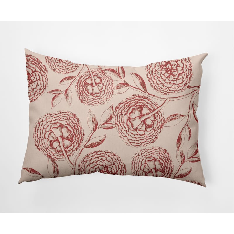Antique Flowers Decorative Throw Pillow - Red - 14" x 20"