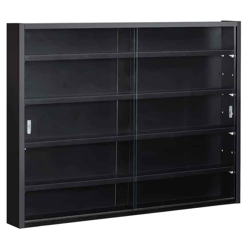 HOMCOM 5-storey Wall Shelf Display Cabinet w/2 Glass Doors and 4 Adjustable Shelves