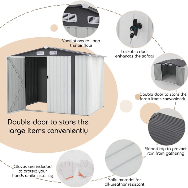 6' x 8' Outdoor Metal Storage Shed