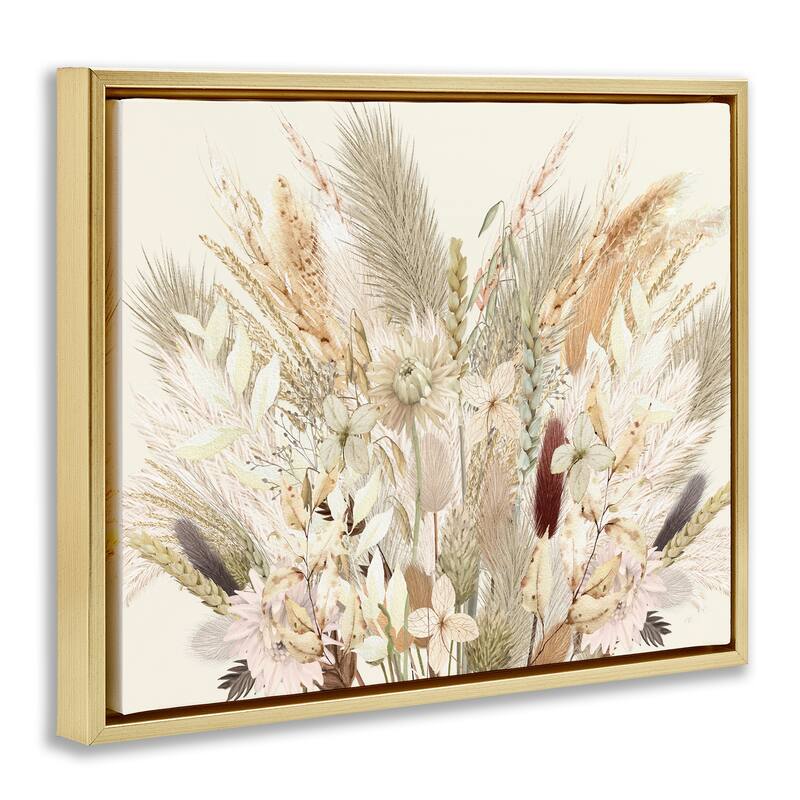 Stupell Natural Wheat & Country Herbs Framed Floater Canvas Wall Art Design By Val Rhodes