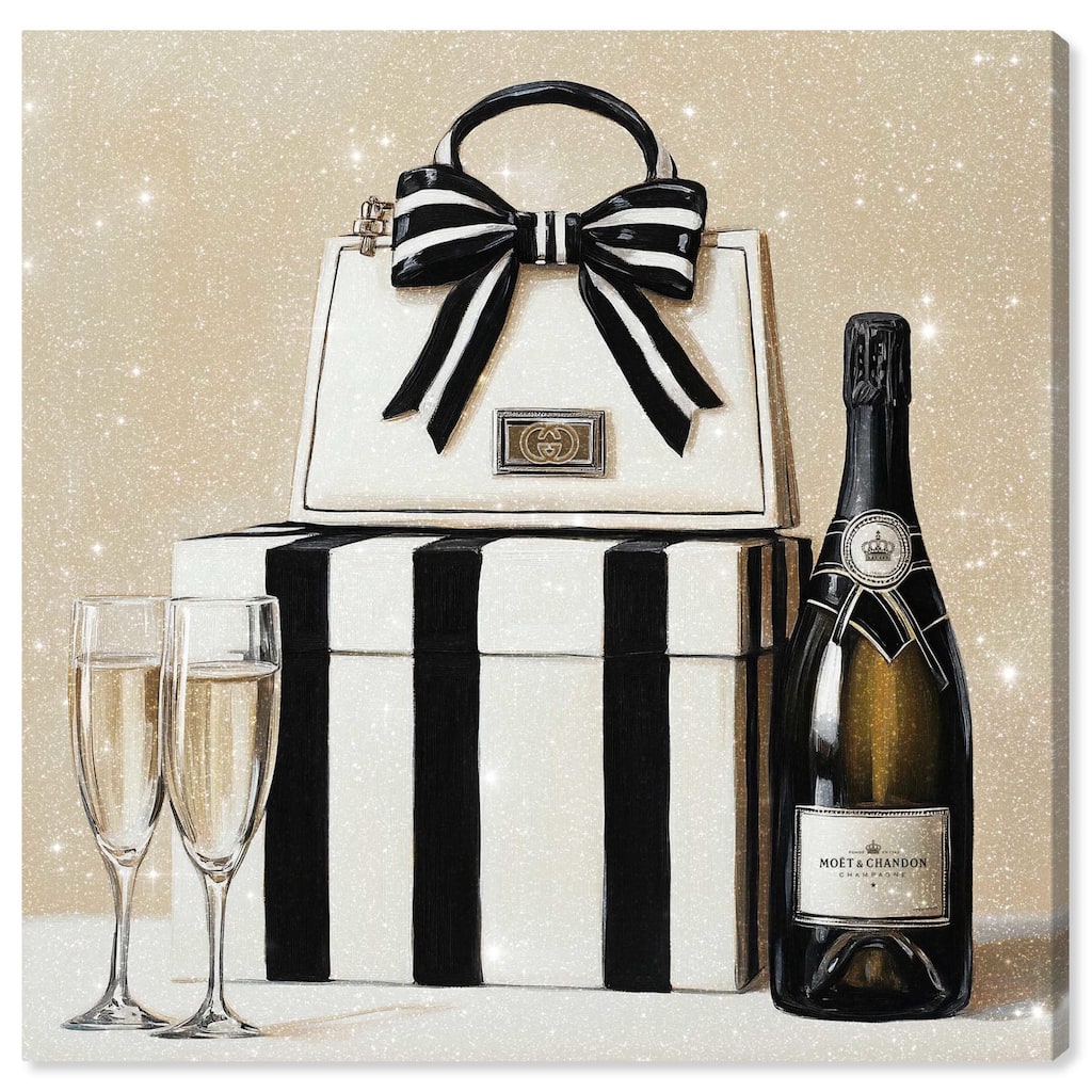 Black and White Striped Glam Canvas by Art Remedy, Gallery Wrapped