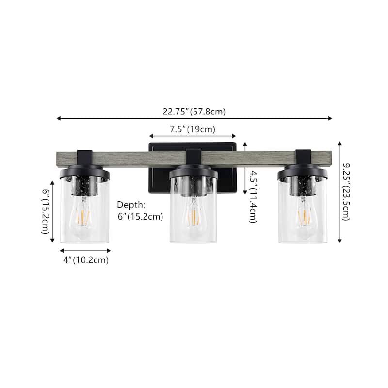 Ferme Iron/Seeded Glass Rustic LED Vanity Light, by JONATHAN Y