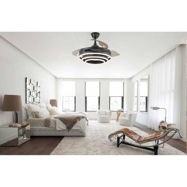 Oaks Aura 42in. LED DIY Shape Retractable Modern Ceiling Fan With Lights, 6-Speed Latest DC Motor Remote Control Ceiling Fan
