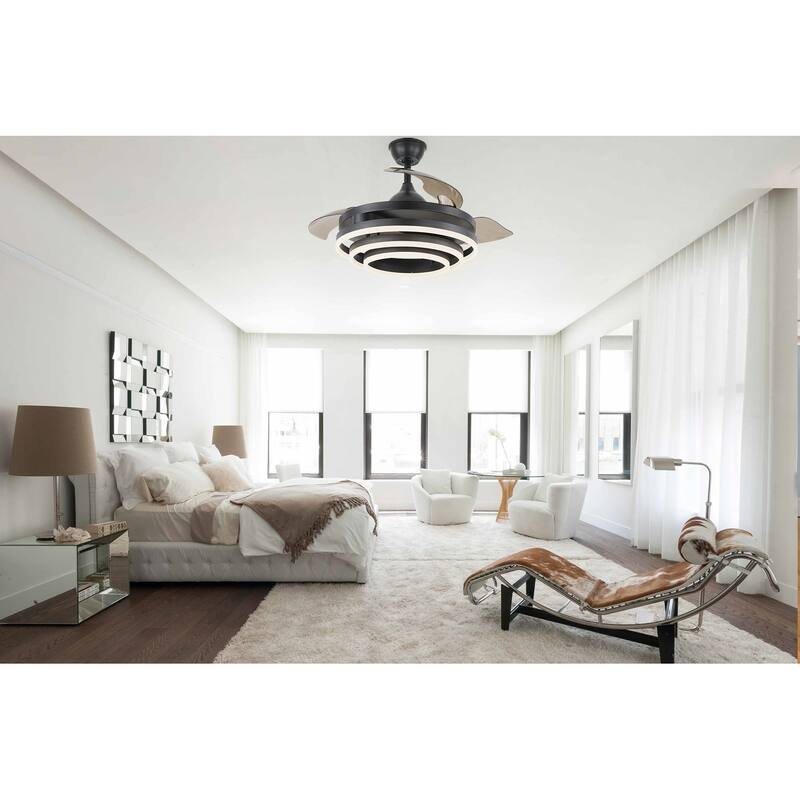 Oaks Aura 42in. DIY Shape Retractable Ceiling Fan With Lights, 6-Speed Latest DC Motor Color Changing Remote Control Ceiling Fan