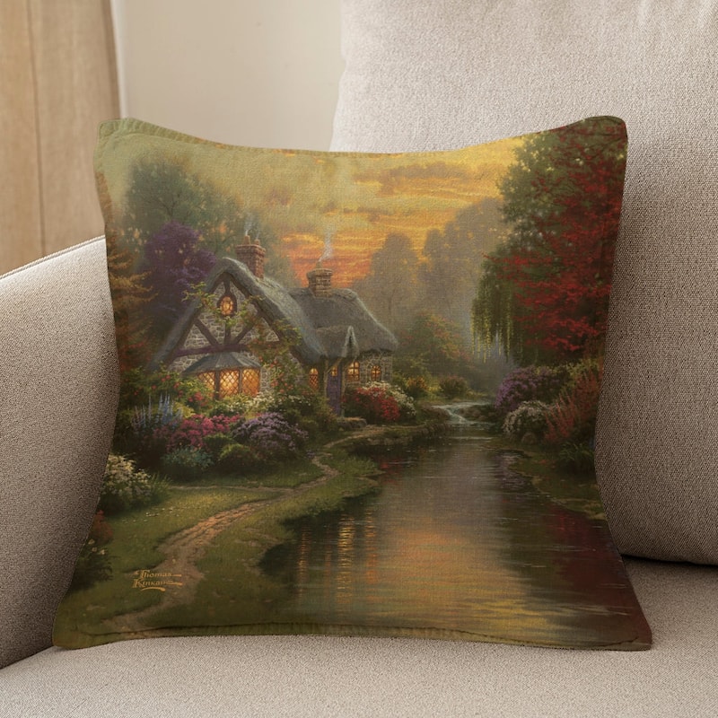 Thomas Kinkade A Quiet Evening Indoor Decorative Pillow by Laural Home