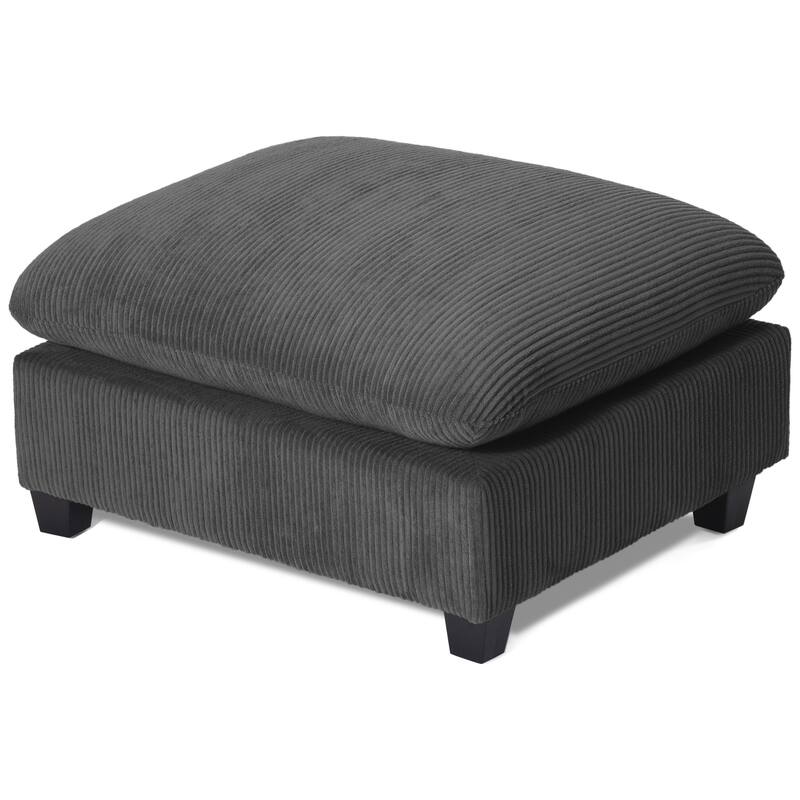Hamilton Corduroy Upholstered Single Sofa Chair with Ottoman