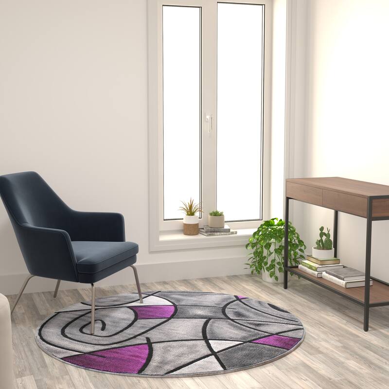 Modern Olefin Accent Area Rug - Abstract Pattern