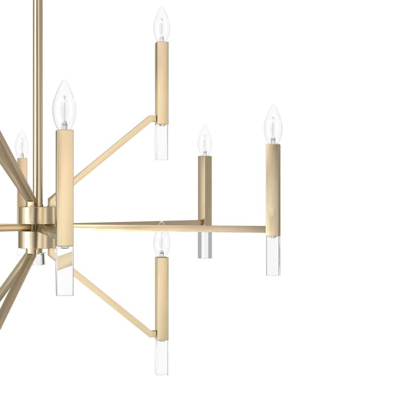 Hunter Sunjai 12-Light 3-Tier Candle Chandelier - Contemporary, Glam, Geometric