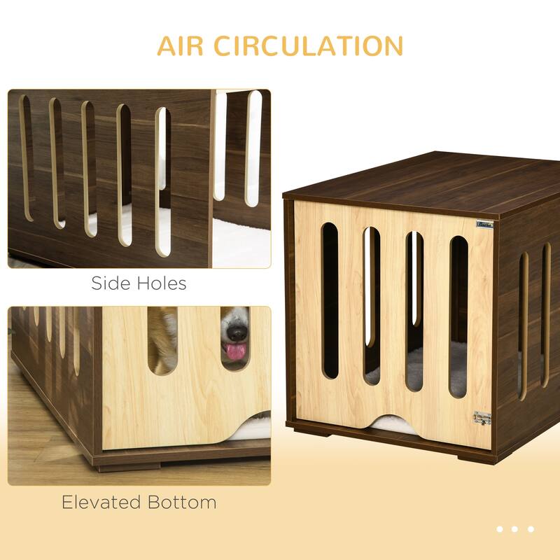 Decorative Dog Crate Bed with Cushion, Removable Door, and End Table Functionality for Small Dogs