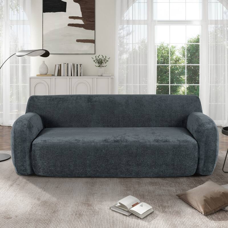 81.5" Ergonomic 3-Seater Curved Sofa, Modular for Living Room, Bedroom, or Apartment - Grey