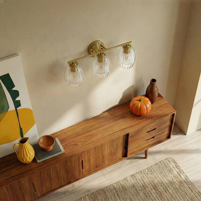 Lunix Three-Light Bathroom Vanity Fixture with Clear Glass Shades