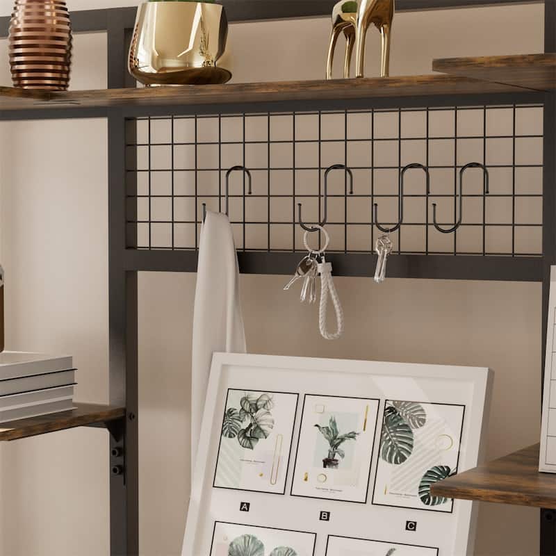 67" Industrial 5-Tier Bookshelves Metal Bookcase Kitchen Storage Shelves