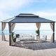 preview thumbnail 110 of 133, EROMMY Hardtop Gazebo,Outdoor Pergola with Double Roof & Netting & Curtains,Heavy Duty Canopy for Patio, Backyard, Pool party 12'x16' - Double Roof