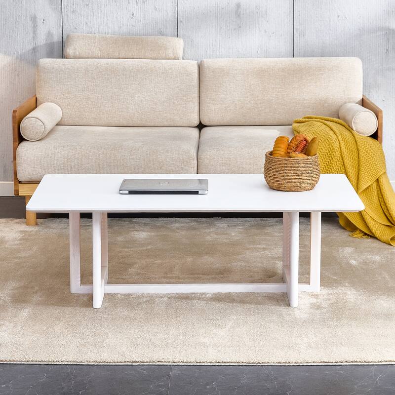 Coffee Table Solid Wood End Table Imitation Rattan Center Table