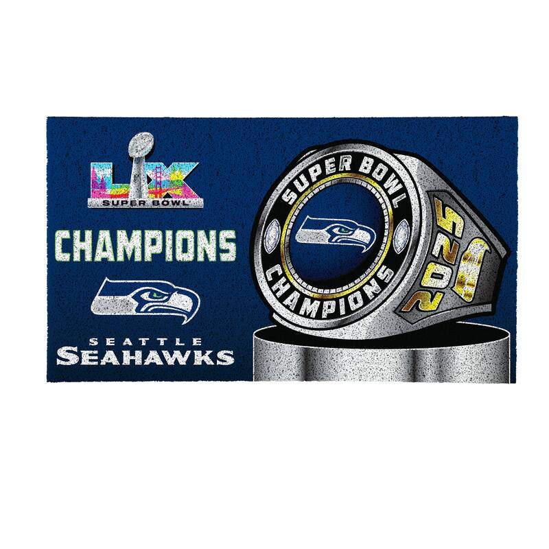 28 in. x 16 in. Seattle Seahawks Super Bowl 60 Turf Door Mat - Super Bowl Ring