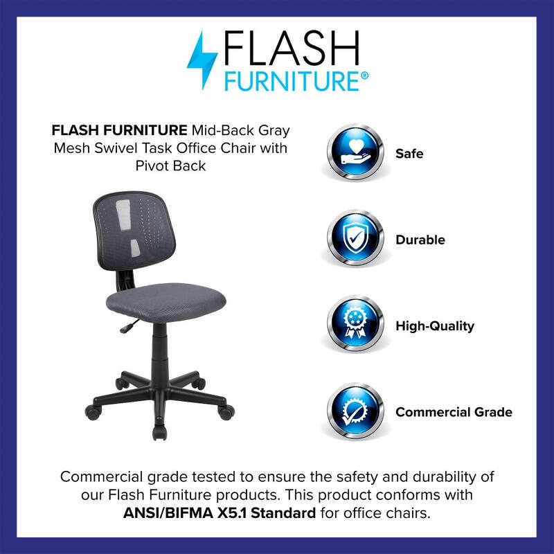 Mid-Back Mesh Swivel Task Office Chair with Pivot Back