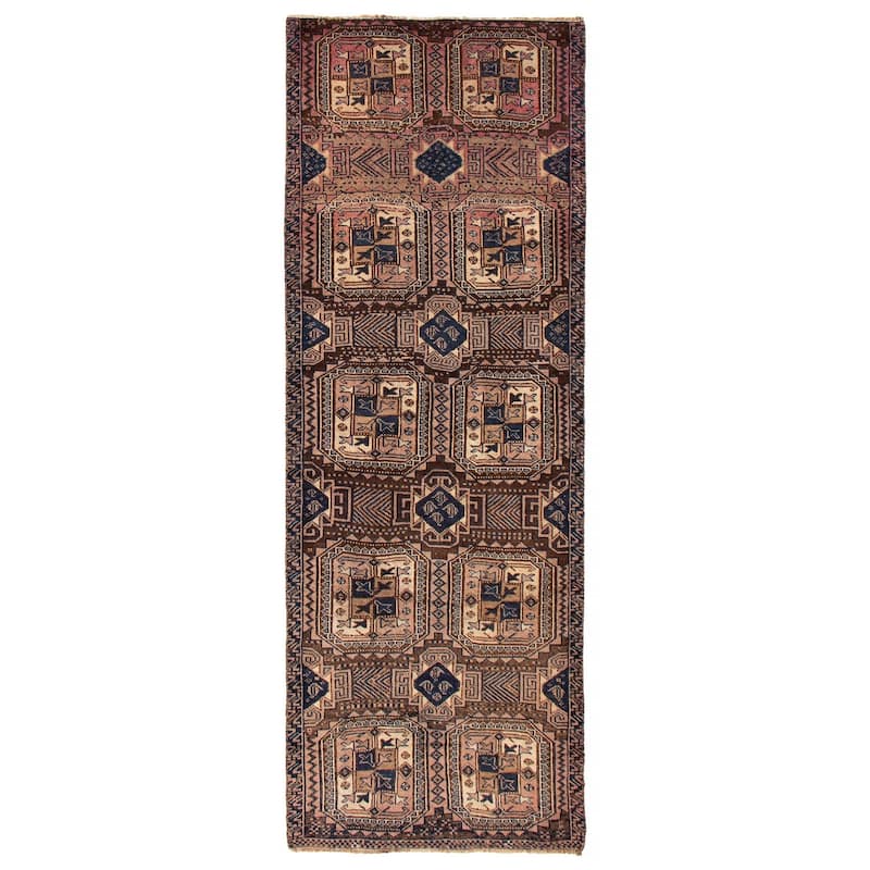 ECARPETGALLERY Hand-knotted Melis Vintage Brown Wool Rug - 4'3 x 12'0 - Dark Brown - 4'3 x 12'0