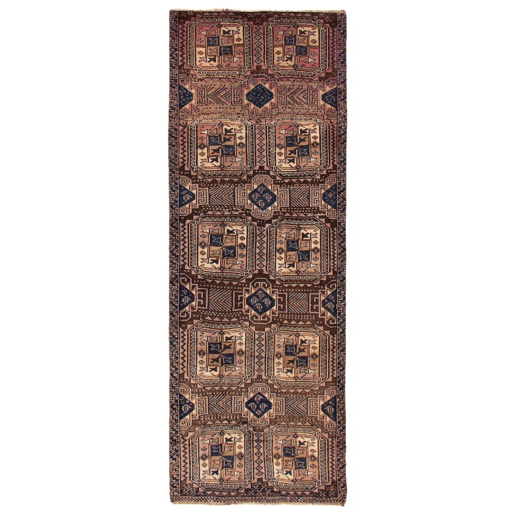 ECARPETGALLERY Hand-knotted Melis Vintage Brown Wool Rug - 4'3 x 12'0