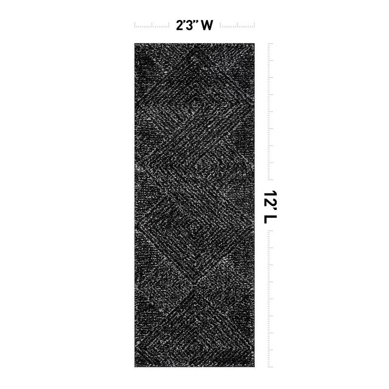 Minimal Stripe Geometric Shag Rug - Anthracite Dark Gray - Medium Pile - Cozy & Modern