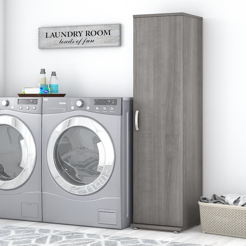 Universal Narrow Linen Tower with Door by Bush Business Furniture - Platinum Gray