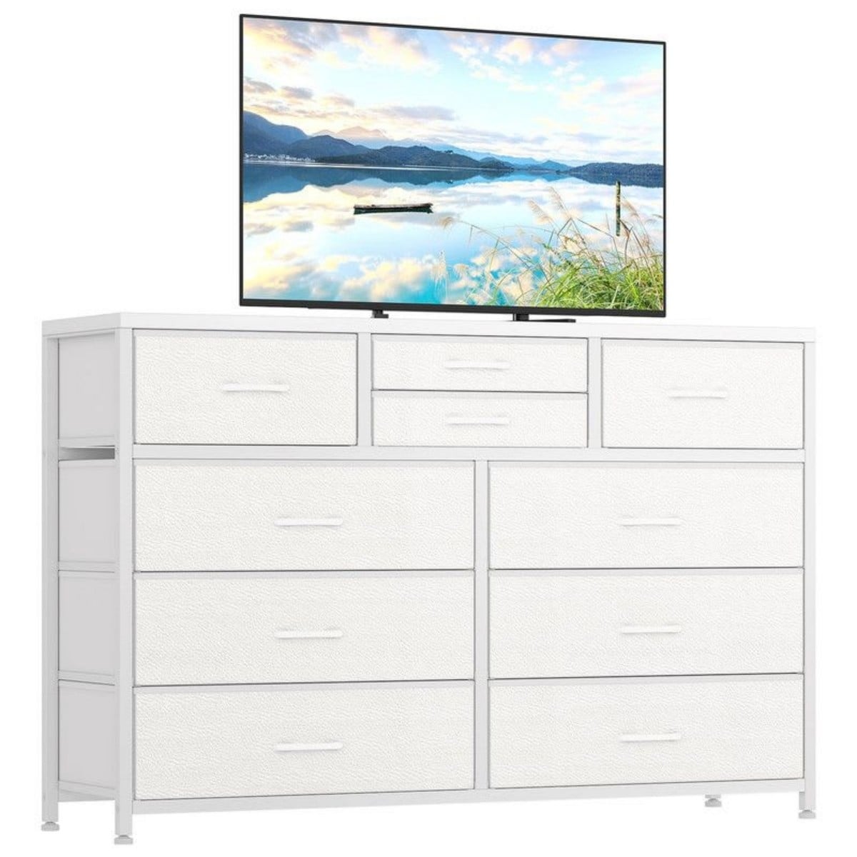 10-Drawer Modern Fabric Dresser for Bedroom, Large Storage Chest, 45" TV Stand, Living Room, Hallway Organizer