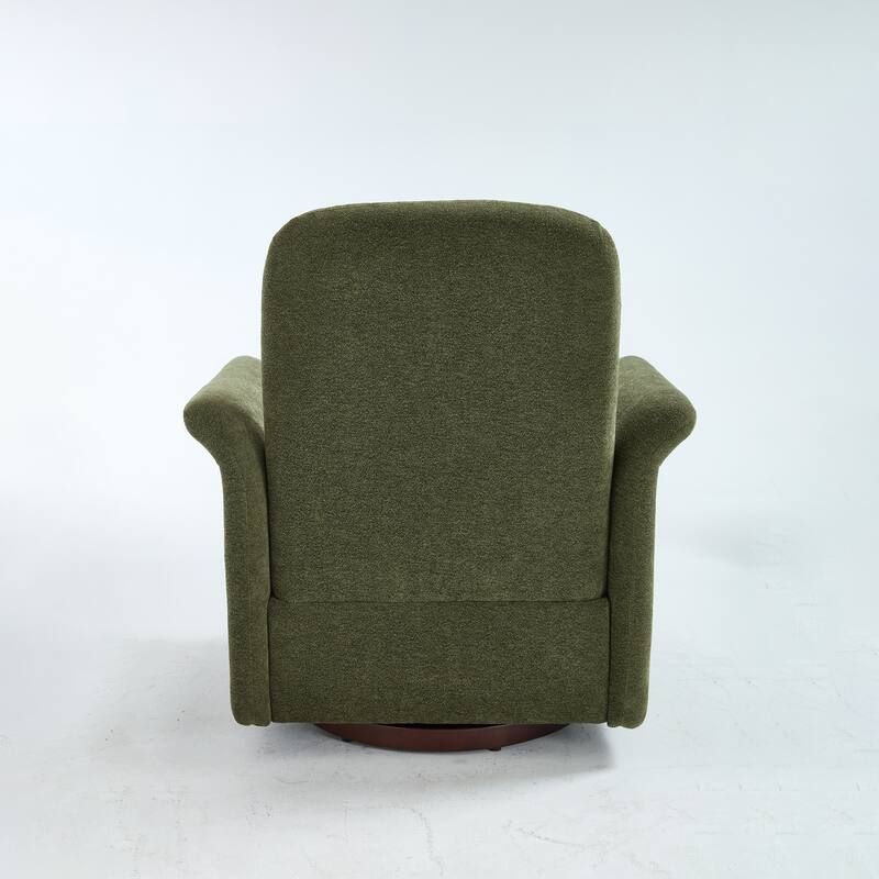 22 Inch Seat Wide Faux Leather Swivel Accent Chair with Wood Base