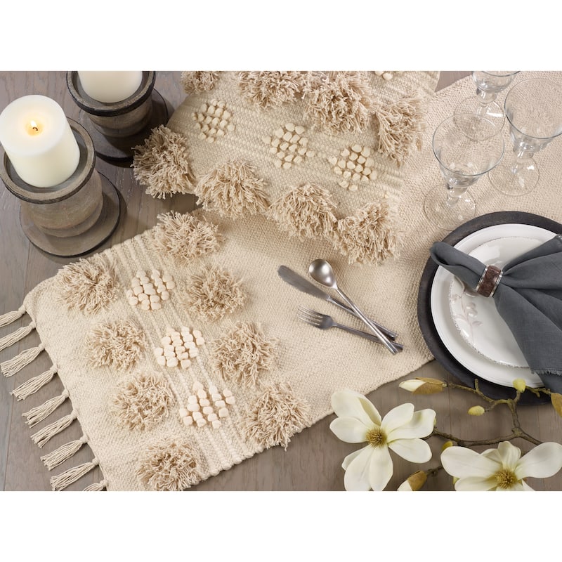 Cotton Runner With Pom Pom Moroccan Design