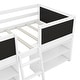 preview thumbnail 8 of 7, Twin Size Low Loft Bed with Two Movable Shelves, Decorative Chalkboard Guardrail, and Integrated Ladder, White