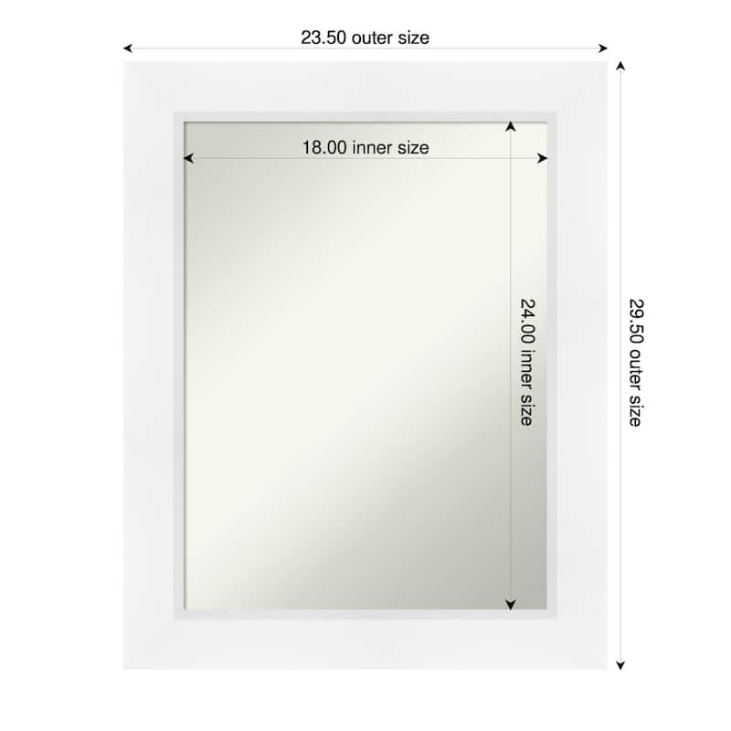 Sloped Non-Beveled Framed Wall Mirror - 24 x 30 in - Sloped White