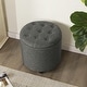 preview thumbnail 23 of 49, Adeco Faux Leather Round Storage Ottoman with Tufted Dark-Gray-Linen-with-Caster