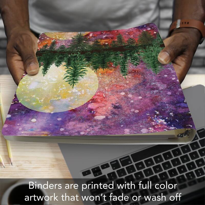 Rainbow Forest Decorative 3-Ring 1-inch Binder for School, Office, or Home Made in The USA Reusable & Easily Wipes Clean