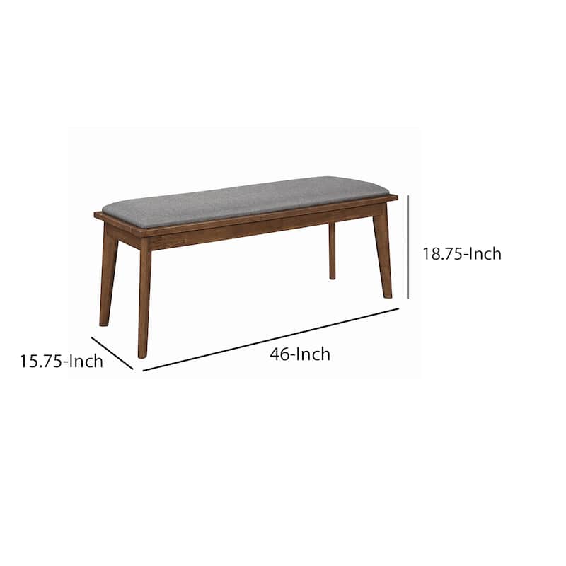 Grey Fabric Dining Bench - Stylish Wooden Seating with Chamfered Legs - 46" x 15.75" x 18.75"