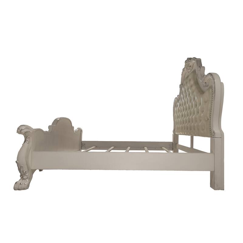 Adison Ivory and Bone White Queen Bed with Button Tufted