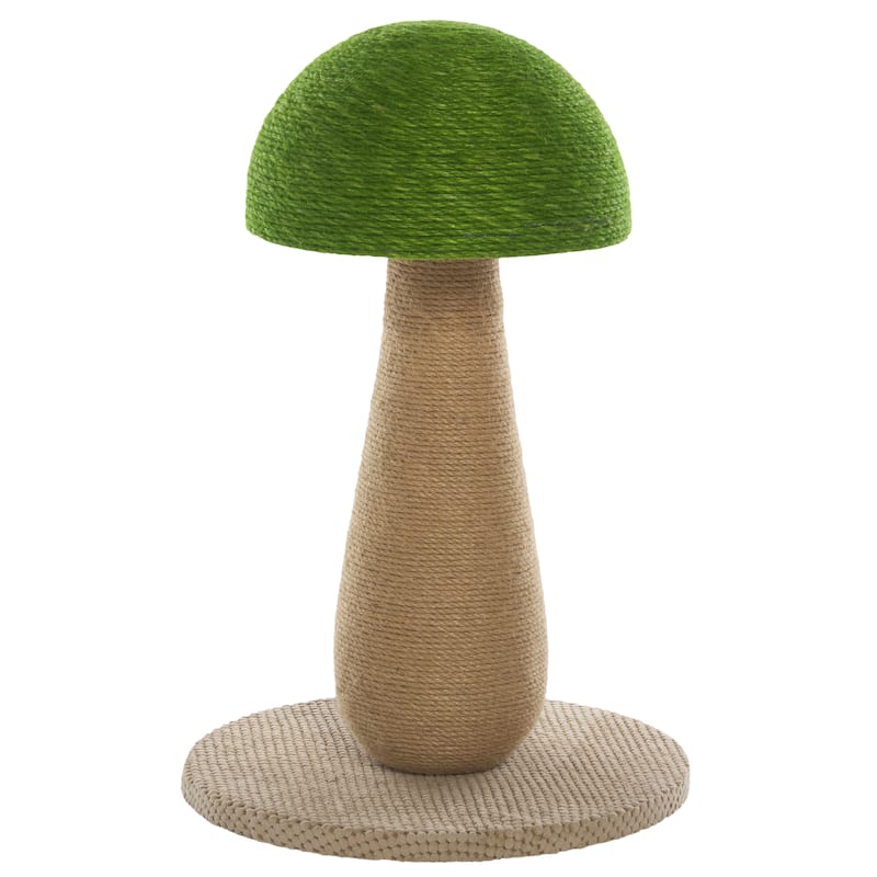 SAFAVIEH Home Natural/Green 14"W x 14"L x 21"H Jute Cat Scratch Post - 14"W x 14"L x 21"H