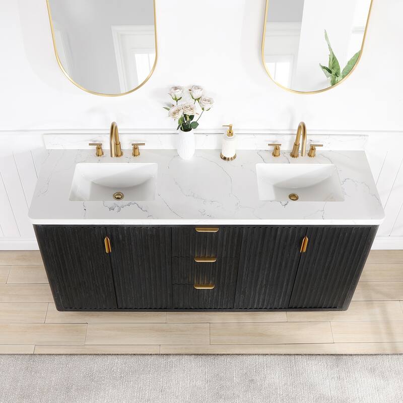 Cadiz Bath Vanity with Composite Stone Top and Mirror