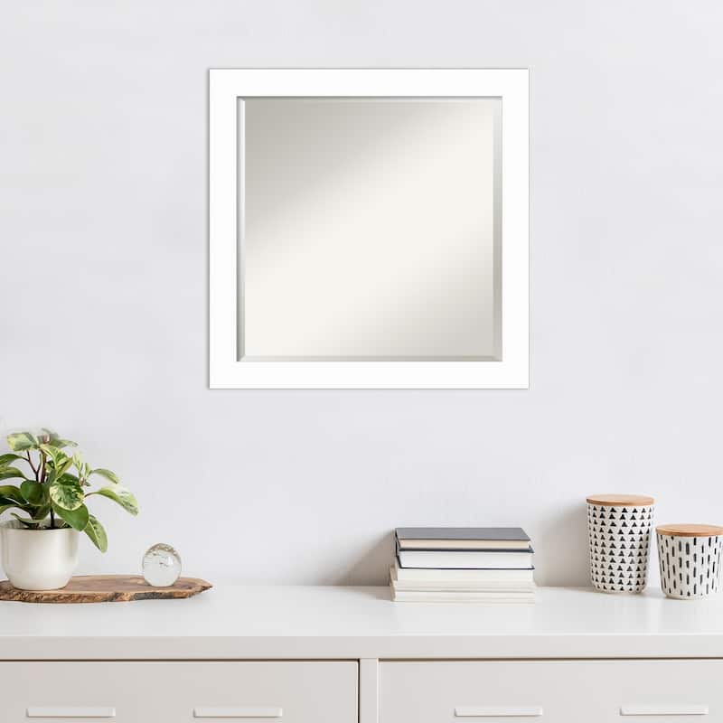 Basic Narrow Beveled Wood Framed Wall Mirror