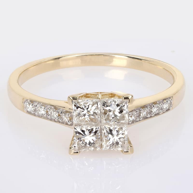 Miadora 5/8ct TDW Diamond Square Ring in 10k Yellow Gold