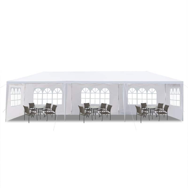 30-foot White PE/Iron Spiral Interface Wedding Party Canopy Tent - 10x30ft-5sides
