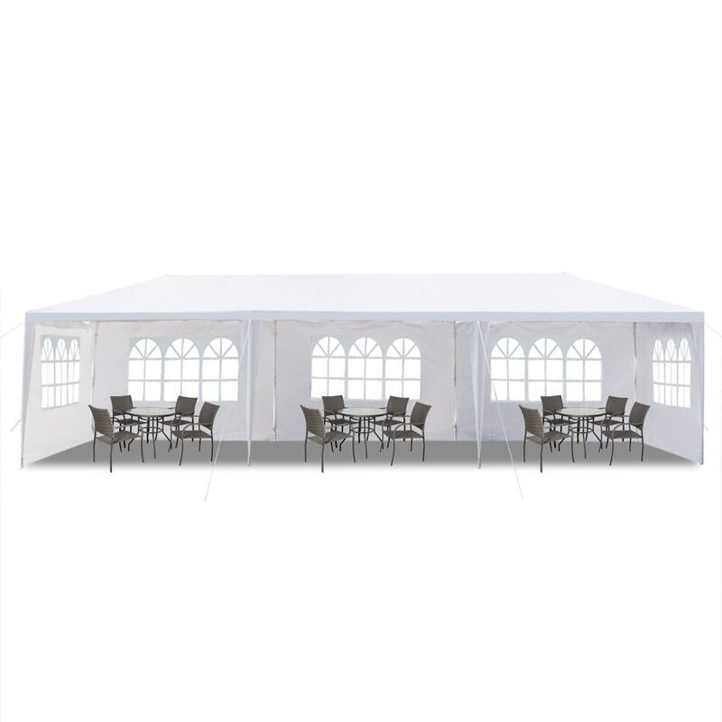 30-foot White PE/Iron Spiral Interface Wedding Party Canopy Tent - 10x30ft-5sides
